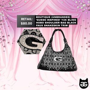 McBling Y2Kstyle Boutique Guess-Inspired Logo hobo Shoulder Bag black Faux Snake
